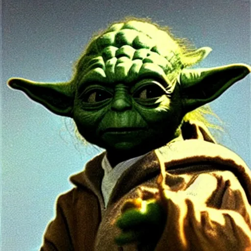 Prompt: Yoda painted by Vermeer