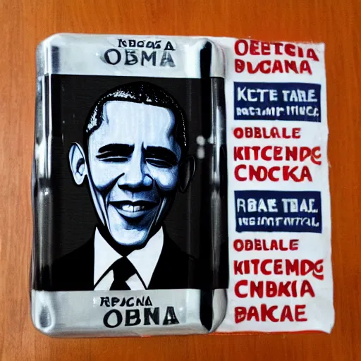 Prompt: obama on coke can, kitchen