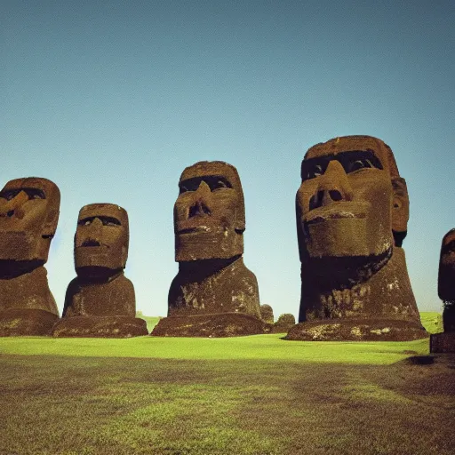 Prompt: a photo of moai