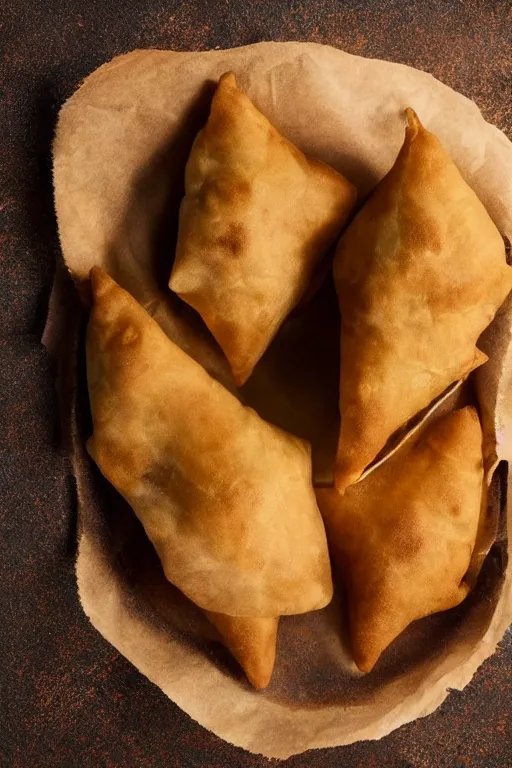 Prompt: 📷 j k simmons the samosa, made of food, head portrait, dynamic lighting, 4 k