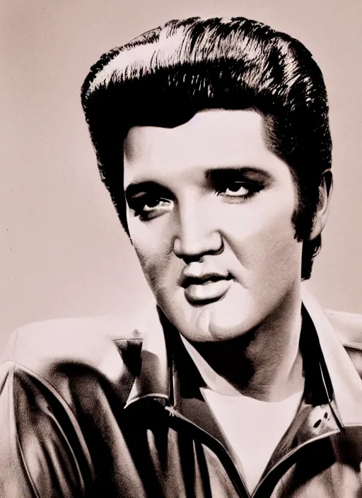 Image similar to photo closeup portrait of superstar elvis presley by ron galella