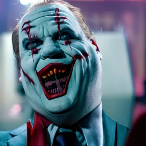 Image similar to stunning awe inspiring chris farley as the joker movie still 8 k hdr atmospheric lighting