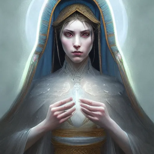 Image similar to A beautiful digital painting of Seraphim, have many eyes, the moon behind her, intricate, cinematic lighting, highly detailed, digital painting, Artstation, concept art, smooth, sharp focus, illustration, art by Tom Bagshaw, Artgerm and Greg Rutkowski