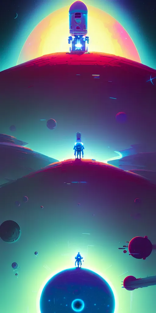 Prompt: robotic expedition to the death of a star by christopher balaskas and anton fadeev and dan mumford and beeple and norman rockwell, hyperrealistic, high detail, ultra detailed, space, nebula, sharp focus, astronomy, science, crisp edges