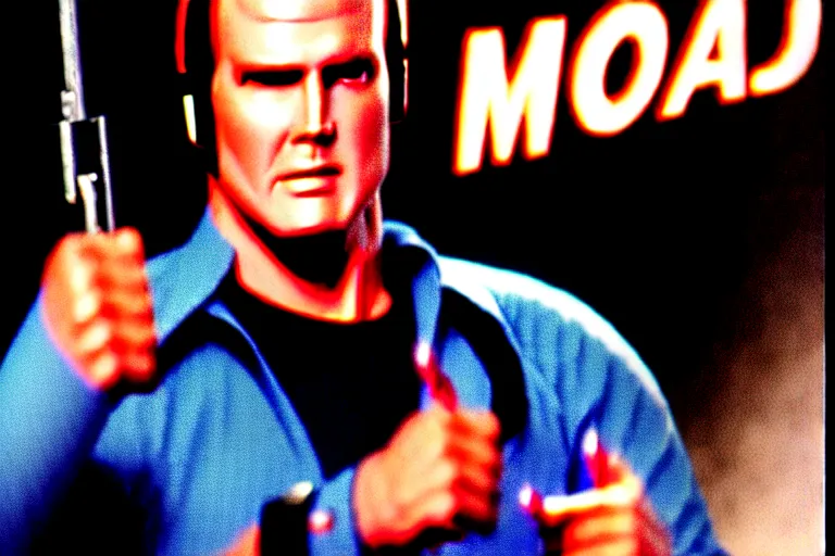 Image similar to actor lee majors playing steve austin, the six million dollar man, a tv series poster, moma museum 8 k