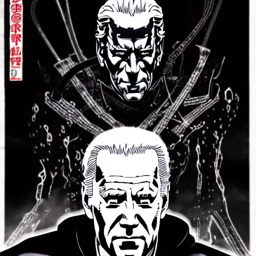 Image similar to Joe Biden looking sinister, by Tsutomu Nihei, highly detailed