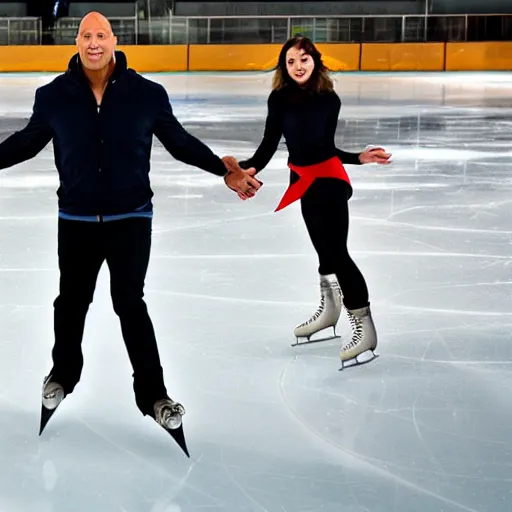 Image similar to Dwayne Johnson Ice Skating, professional Photograph