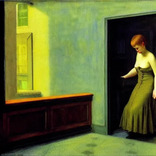 Prompt: a nightmare, film still by edward hopper, by Pontormo, by klimt, pre-raphaelite. art noveau, art noveau, highly detailed, strong lights, liminal, eerie, Bright pastel colors