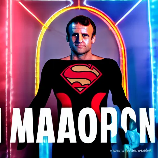 Prompt: macron as a superhero portrait cinematic light