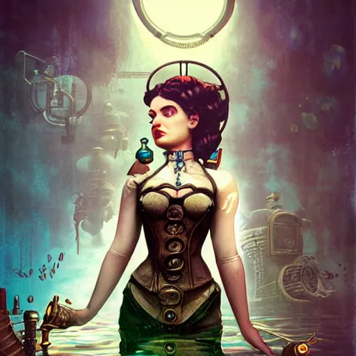 Image similar to Underwater Steampunk Bioshock portrait, Pixar style, by Tristan Eaton Stanley Artgerm and Tom Bagshaw.