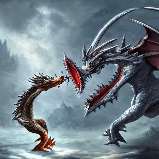 Image similar to dragoon fighting a dragon, fantasy, high detail,