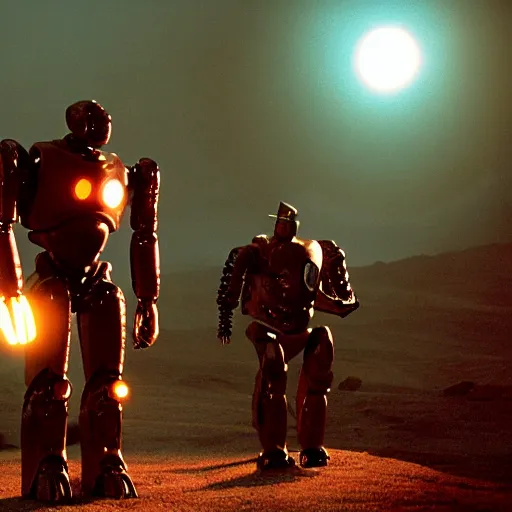 Image similar to movie still of robot sun energy, cinematic composition, cinematic light, criterion collection, by guillermo del toro