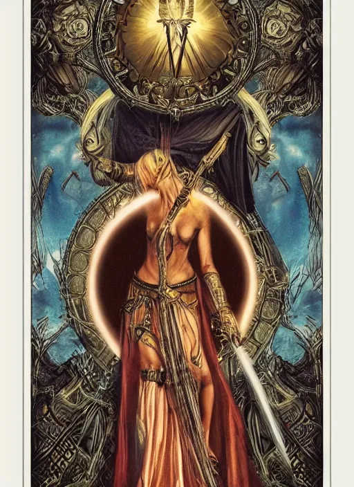 Image similar to tarot card template _ by _ filipe _ pagliuso _ and _ justin _ gerard _ symmetric _ fantasy _ highly _ detailed _ realistic _ intricate _ port