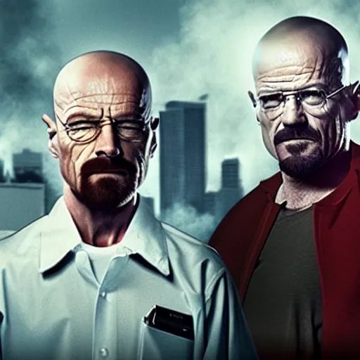 Image similar to walter white superhero movie