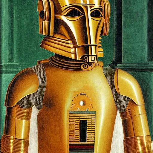 Image similar to c - 3 p 0, elegant portrait by sandro botticelli, detailed, symmetrical, intricate