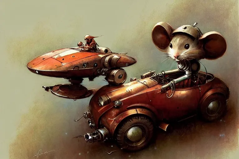 Image similar to adventurer ( ( ( ( ( 1 9 5 0 s retro future robot mouse explorer vehical. muted colors. ) ) ) ) ) by jean baptiste monge!!!!!!!!!!!!!!!!!!!!!!!!! chrome red