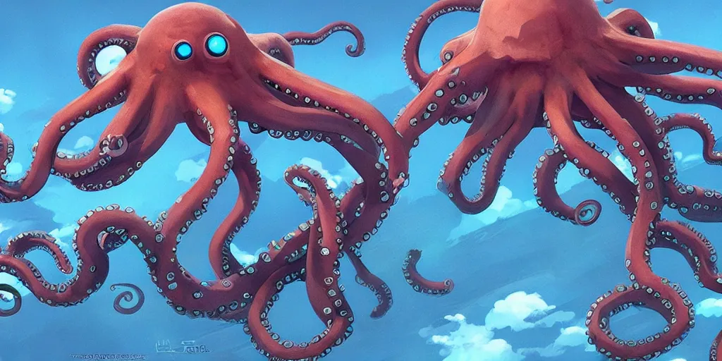 Prompt: character design, concept art, portal octopus, unreal engine, by studio ghibli,