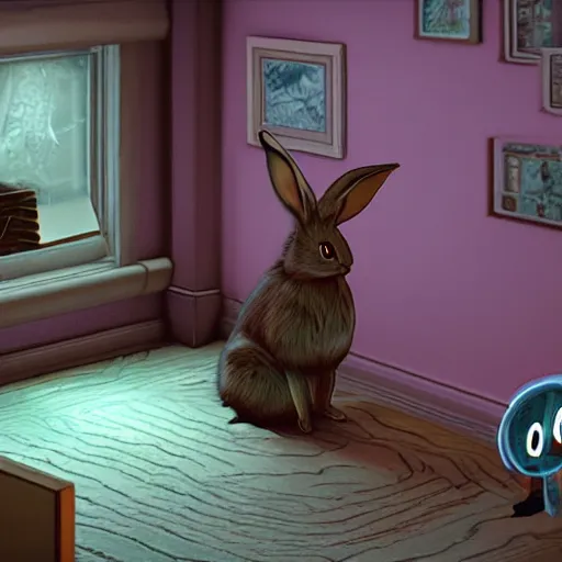 Image similar to a rabbit in the video game Gone Home