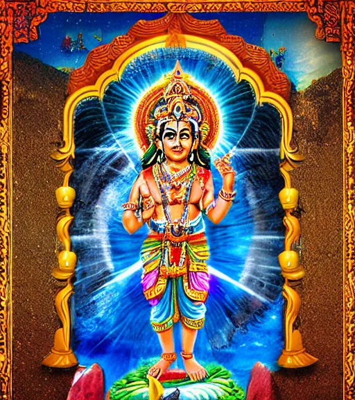 Image similar to mystical hindu god of WSB, GME and AMC, film photo, grainy, high detail, high resolution