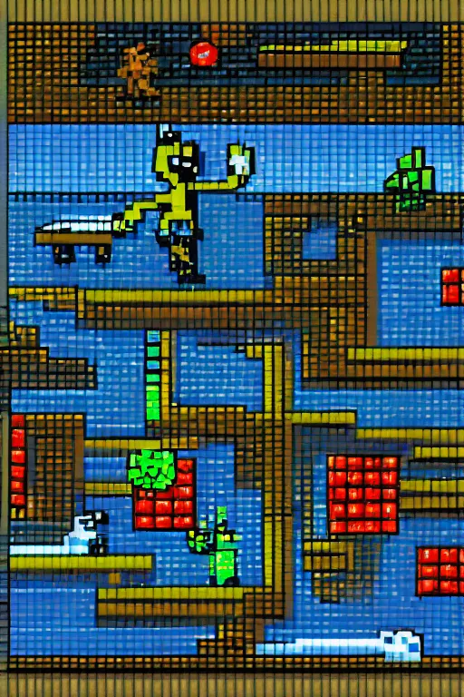 Prompt: “Jet Set Willy in the Central Cavern on a ZX Spectrum, pixel art”