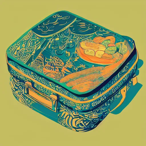 Image similar to an illustration of lunch box by victo ngai