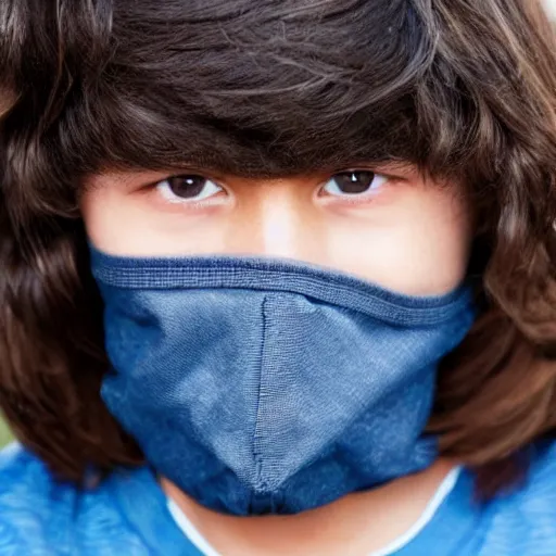 Image similar to a teenager boy with a long hair that covers his face