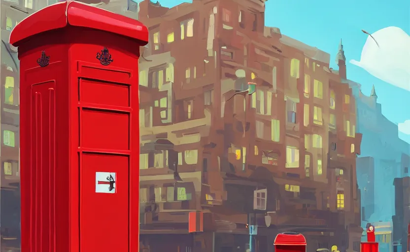 Image similar to giant red post box, james gilleard, print, game art