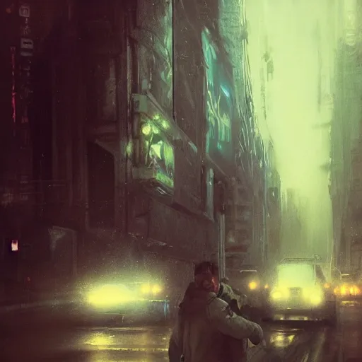 Image similar to werner hertzog, hyperrealistic portrait, bladerunner street, art of elysium by jeremy mann and alphonse mucha, fantasy art, photo realistic, dynamic lighting, artstation, poster, volumetric lighting, very detailed face, 4 k, award winning