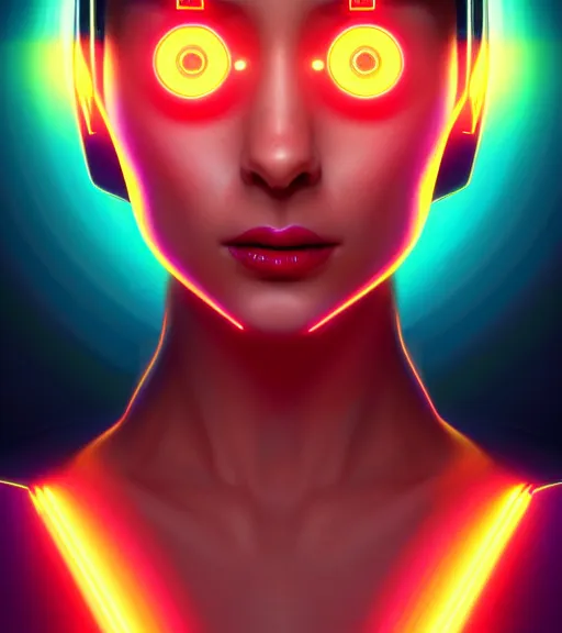 Image similar to symmetry!! latin princess of technology, solid cube of light, hard edges, product render retro - futuristic poster scifi, lasers and neon circuits, beautiful woman latin princess, intricate, elegant, highly detailed, digital painting, artstation, concept art, smooth, sharp focus, illustration, dreamlike, art by artgerm