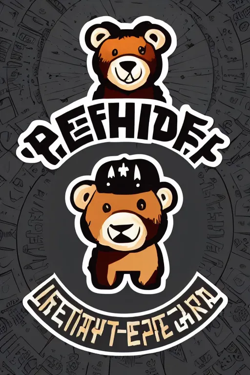 Prompt: in the style of max prentis and deathburger and laurie greasley a vector e-sports sticker logo of a teddy bear, highly detailed, colourful, 8k wallpaper