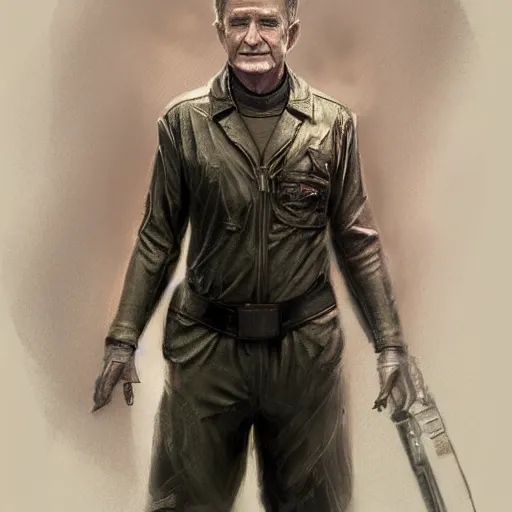 Image similar to robin williams dressed as a bladerunner, sci fi, intricate, elegant, highly detailed, digital painting, artstation, concept art, matte, sharp focus, illustration, luminist and baroque style