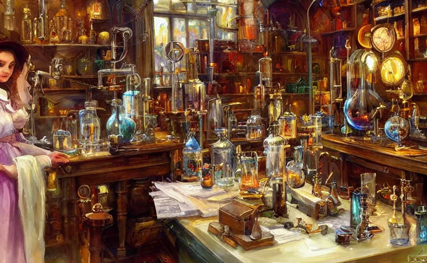 Prompt: Alchemy laboratory. By Konstantin Razumov, highly detailded