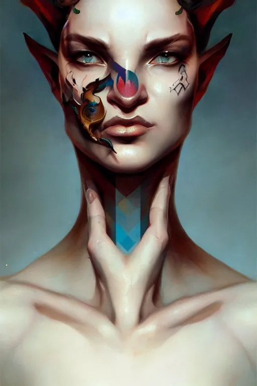 Image similar to facial tattoo design by peter mohrbacher and craig mullins and james jean