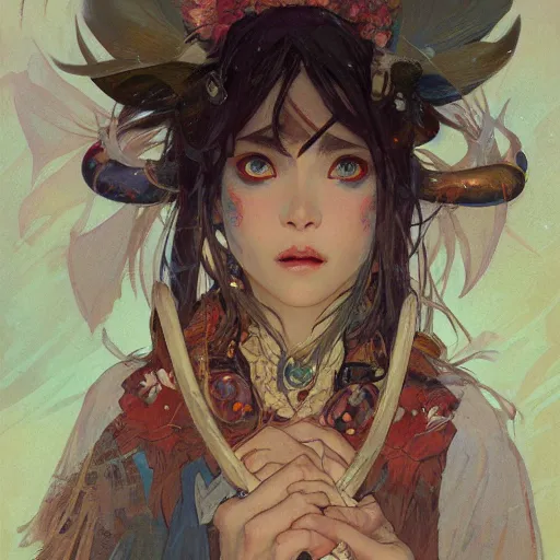 Prompt: portrait of mononoke hime. Renowned character illustration by greg rutkowski, thomas kindkade, alphonse mucha, loish, norman rockwell. Trending on artstation 4k. Highly detailed. Digital art.