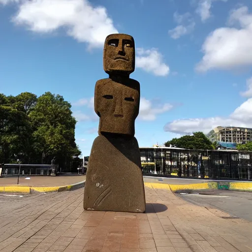 Image similar to moai statue doing a kickflip on a skateboard