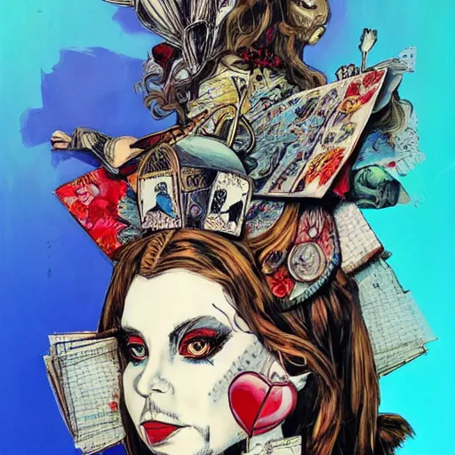 Image similar to alice in wonderland, by sandra chevrier and phillipe druillet, trending on artstation hq, deviantart, pinterest, 4 k uhd image