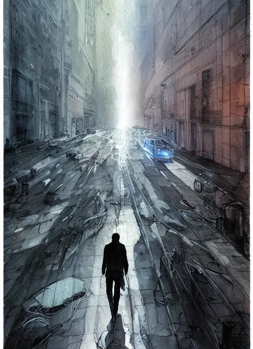 Image similar to portrait, Lex Fridman as the last spark of color lays in the heart of a poet walking through a grey world, watercolor, dramatic lighting, cinematic, establishing shot, extremely high detail, foto realistic, cinematic lighting, pen and ink, intricate line drawings, by Yoshitaka Amano, Ruan Jia, Kentaro Miura, Artgerm, post processed, concept art, artstation, matte painting, style by eddie mendoza, raphael lacoste, alex ross