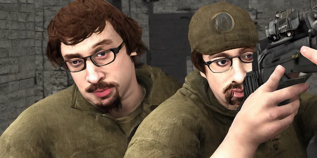 Image similar to sam hyde in counter strike : global offensive, high detail, high quality, intricate detailing