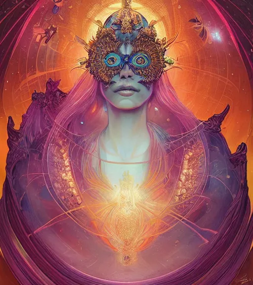 Prompt: portrait of the powerful queen of the solar system in the style of anna dittmann and in the style of wayne barlowe. glowing, ornate and intricate, stunning, dynamic lighting, intricate and detailed.