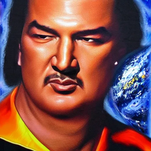 Prompt: Steven Seagal in space, photorealistic art