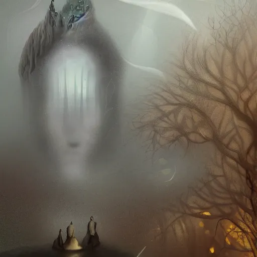 Image similar to dissociation, derealization, disconnection, fantasy illustration, detailed, abstract, amorphous, misty and eerie