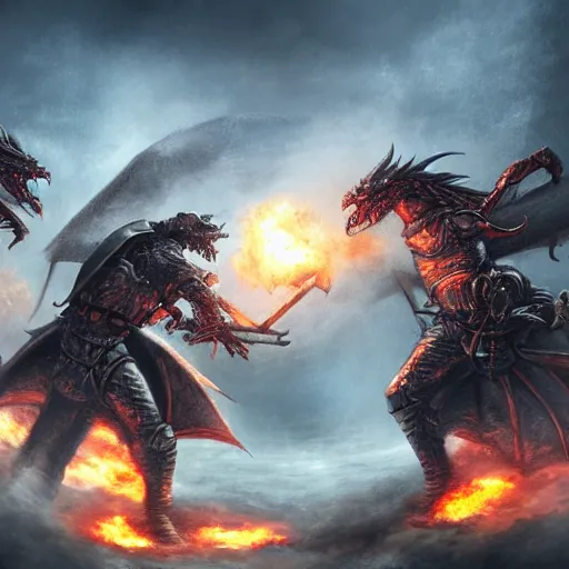 Image similar to war torn medieval battlefield, figures fighting in the distance, dragons spewing fire, mages in a circle casting, dnd, fantasy, high quality, high definition, concept art, smooth