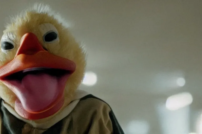 Prompt: still image of howard the duck in the sopranos.