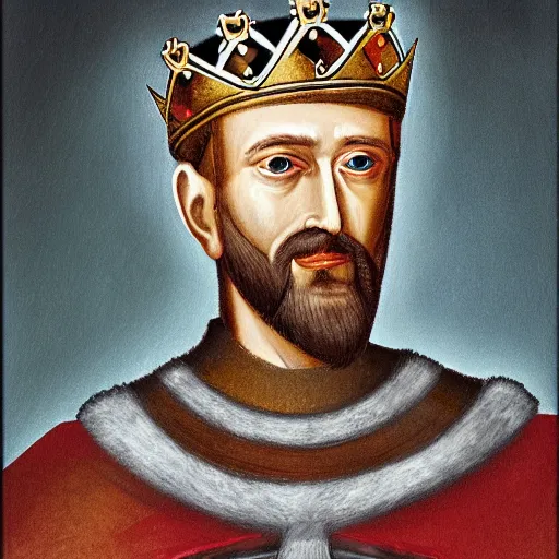 Image similar to portrait of king richard the lionheart, by ed emswhiller