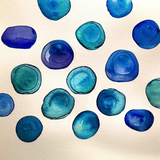 Prompt: interlocking aqua blue blobs, watercolor pen drawing