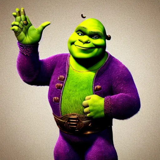 Prompt: Shrek with the infinity gauntlet