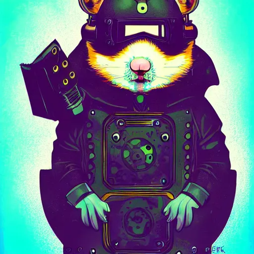 Image similar to a cute cyberpunk hamster as a supervillain, steam punk, gothic, 4 k