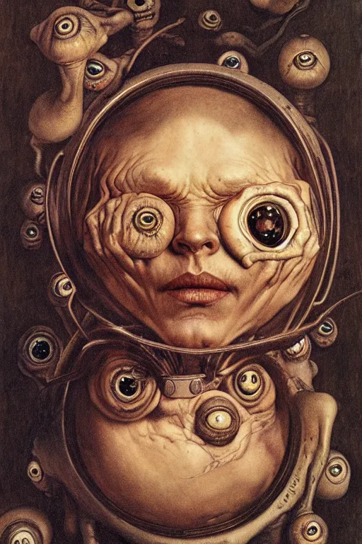 Image similar to portrait of a jar of eyeballs in the style of wayne barlowe, gustav moreau, goward, bussiere, roberto ferri, santiago caruso, luis ricardo falero, austin osman spare