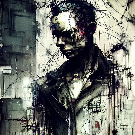 Prompt: a cybernetic dream thief, cyberpunk, wires, skulls, machines by emil melmoth zdzislaw belsinki craig mullins yoji shinkawa realistic render ominous detailed photo atmospheric by jeremy mann and agnes cecile ink drips paint smears digital glitches glitchart