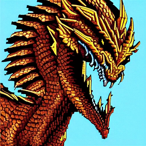 Image similar to full portrait painting of humanoid dragon, pixel art 8 x 8.